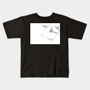 Goat pencil drawing greeting card by Nicole Janes Kids T-Shirt